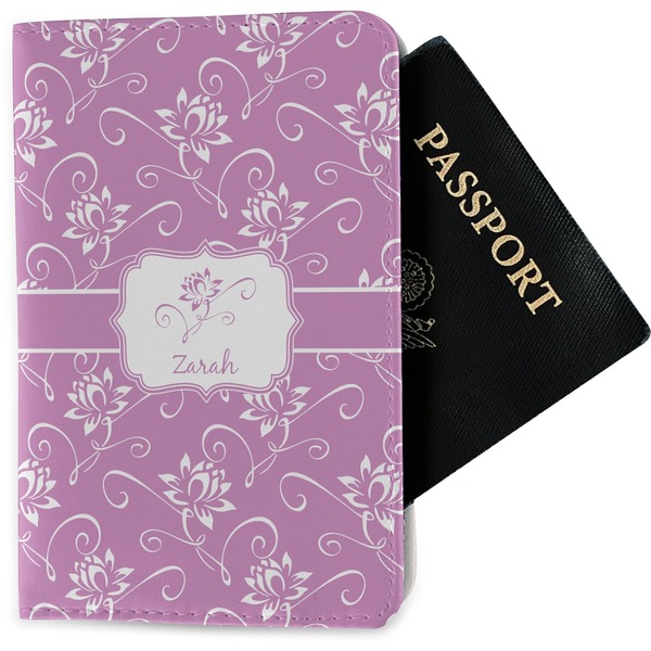 Custom Lotus Flowers Passport Holder - Fabric (Personalized)