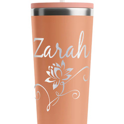 Lotus Flowers RTIC Everyday Tumbler with Straw - 28oz - Peach - Double-Sided (Personalized)
