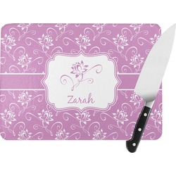 Lotus Flowers Rectangular Glass Cutting Board (Personalized)