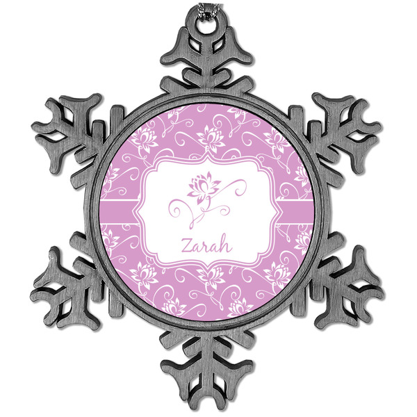Custom Lotus Flowers Vintage Snowflake Ornament (Personalized)