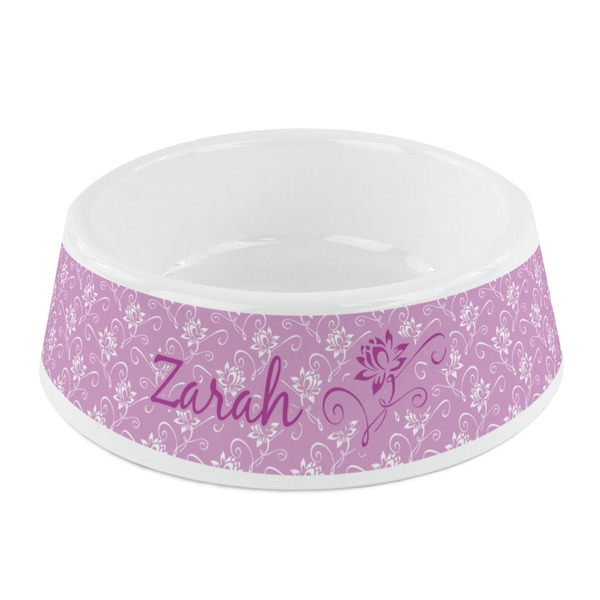 Custom Lotus Flowers Plastic Dog Bowl - Small (Personalized)