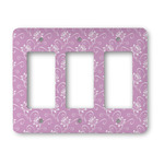 Lotus Flowers Rocker Style Light Switch Cover - Three Switch