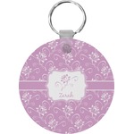 Lotus Flowers Round Plastic Keychain (Personalized)