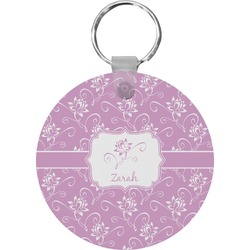 Lotus Flowers Round Plastic Keychain (Personalized)