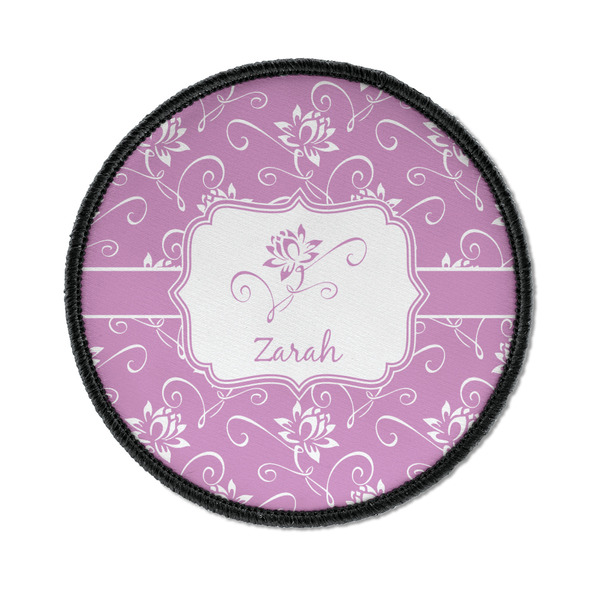 Custom Lotus Flowers Iron On Round Patch w/ Name or Text