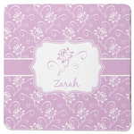 Lotus Flowers Square Rubber Backed Coaster (Personalized)