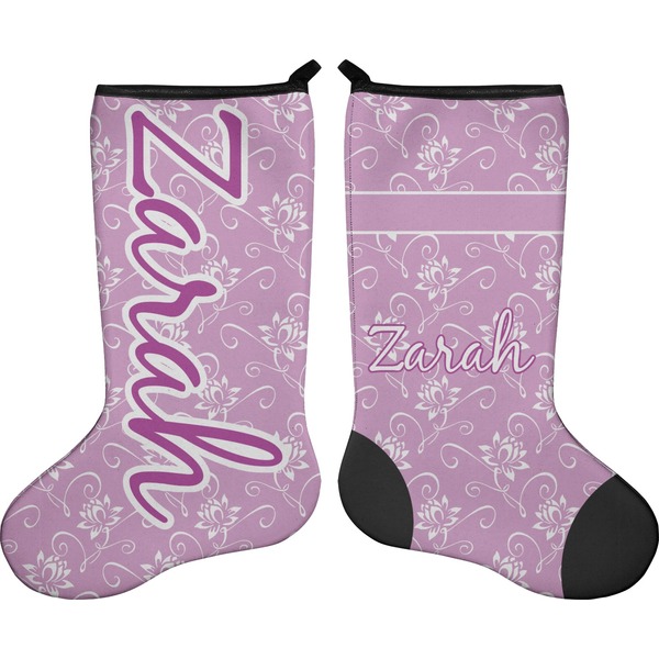 Custom Lotus Flowers Holiday Stocking - Double-Sided - Neoprene (Personalized)