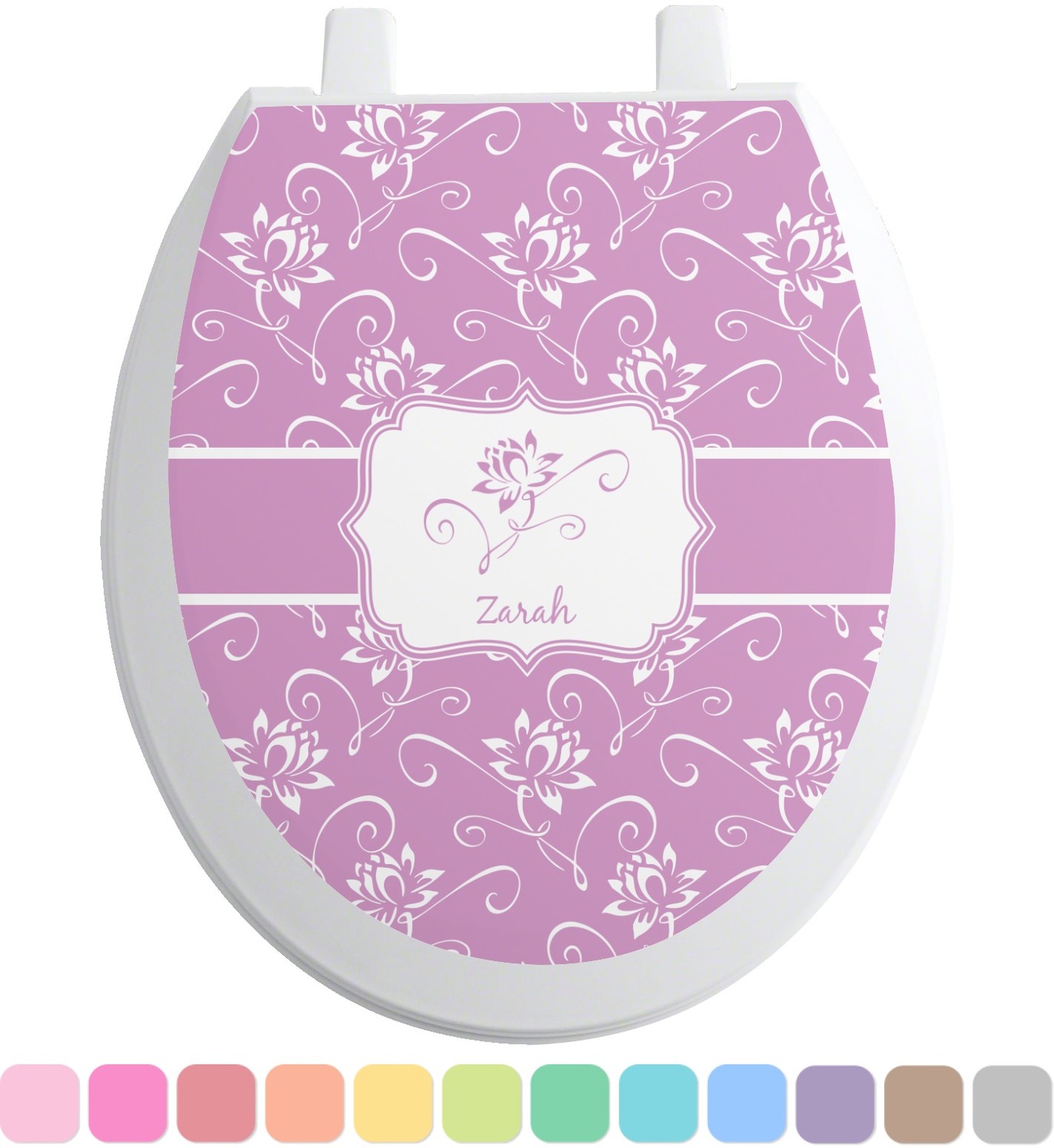 Lotus Flowers Toilet Seat Decal (Personalized) - YouCustomizeIt