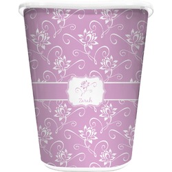 Lotus Flowers Waste Basket - Double Sided (White) (Personalized)
