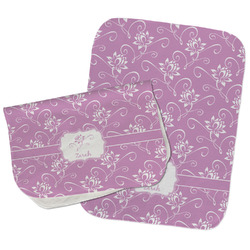 Lotus Flowers Burp Cloths - Fleece - Set of 2 w/ Name or Text