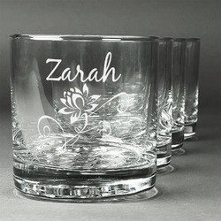 Lotus Flowers Whiskey Glasses (Set of 4) (Personalized)