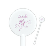 Lotus Flowers 5.5" Round Plastic Stir Sticks - White - Double Sided (Personalized)