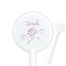 Lotus Flowers White Plastic 5.5" Stir Stick - Round - Closeup