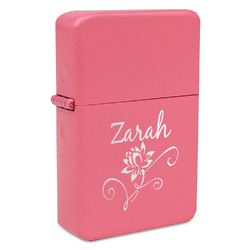 Lotus Flowers Windproof Lighter - Pink - Single Sided & Lid Engraved (Personalized)
