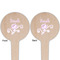 Lotus Flowers Wooden 4" Food Pick - Round - Double Sided - Front & Back