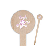 Lotus Flowers 6" Round Wooden Food Picks - Double Sided (Personalized)