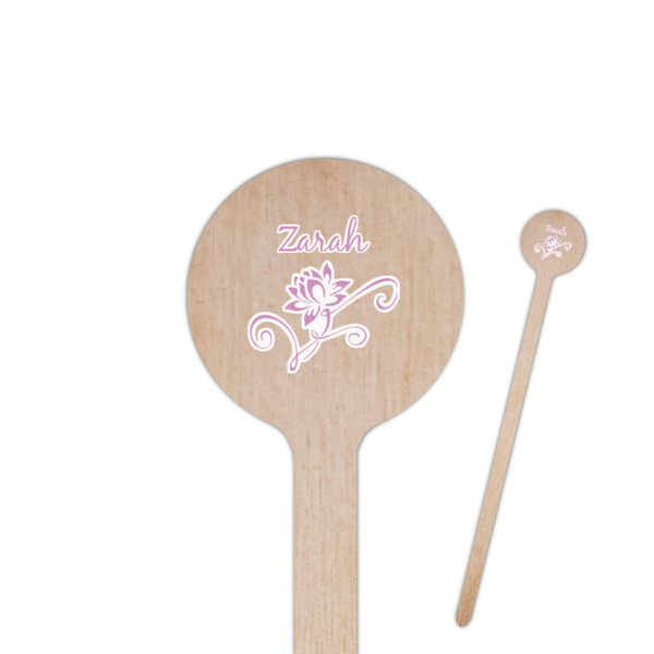 Custom Lotus Flowers 7.5" Round Wooden Stir Sticks - Double Sided (Personalized)