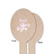 Lotus Flowers Wooden Food Pick - Oval - Single Sided - Front & Back