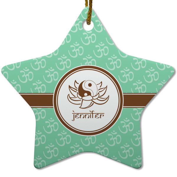 Custom Om Star Ceramic Ornament w/ Name or Text