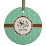 Om Flat Glass Ornament - Round w/ Name or Text