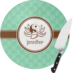 Om Round Glass Cutting Board (Personalized)