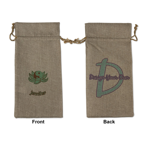 Custom Om Large Burlap Gift Bag - Front & Back (Personalized)