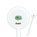 Om 5.5" Round Plastic Stir Sticks - White - Single Sided (Personalized)