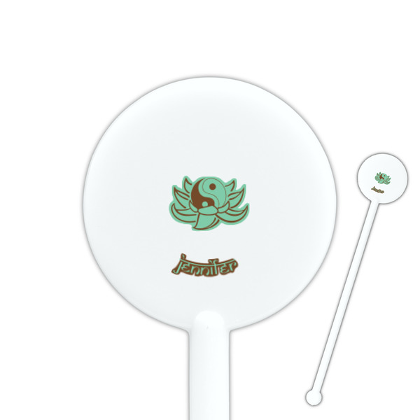 Custom Om 5.5" Round Plastic Stir Sticks - White - Double Sided (Personalized)