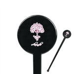 Yoga Tree 7" Round Plastic Stir Sticks - Black - Double Sided (Personalized)