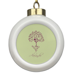 Yoga Tree Ceramic Ball Ornament (Personalized)