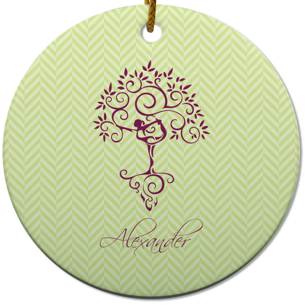 Custom Yoga Tree Round Ceramic Ornament w/ Name or Text