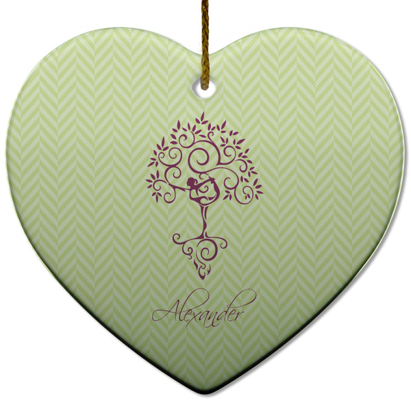 Custom Yoga Tree Heart Ceramic Ornament w/ Name or Text