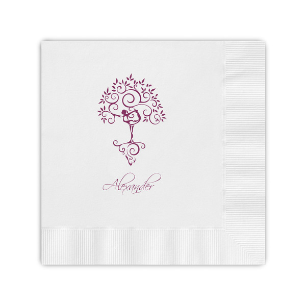 Custom Yoga Tree Coined Cocktail Napkins (Personalized)