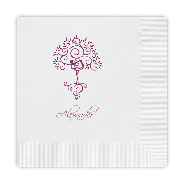 Custom Yoga Tree Embossed Decorative Napkins (Personalized)