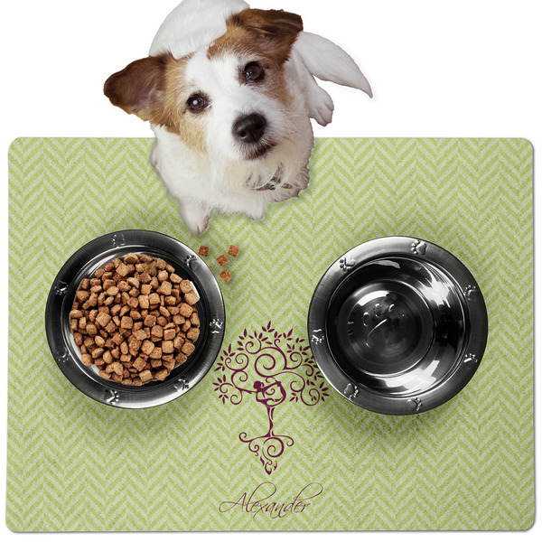 Custom Yoga Tree Dog Food Mat - Medium w/ Name or Text