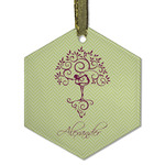 Yoga Tree Flat Glass Ornament - Hexagon w/ Name or Text