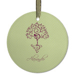 Yoga Tree Flat Glass Ornament - Round w/ Name or Text