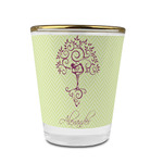 Yoga Tree Glass Shot Glass - 1.5 oz - with Gold Rim - Single (Personalized)