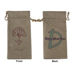 Yoga Tree Large Burlap Gift Bag - Front & Back (Personalized)