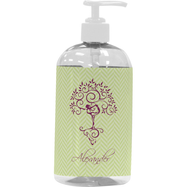 Custom Yoga Tree Plastic Soap / Lotion Dispenser (16 oz - Large - White) (Personalized)