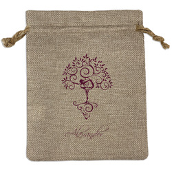 Yoga Tree Medium Burlap Gift Bag - Front (Personalized)