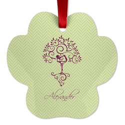 Yoga Tree Metal Paw Ornament - Double Sided w/ Name or Text