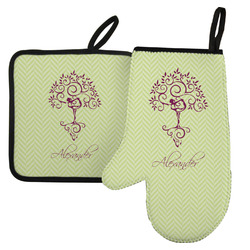 Yoga Tree Left Oven Mitt & Pot Holder Set w/ Name or Text