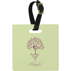 Yoga Tree Plastic Luggage Tag - Square w/ Name or Text