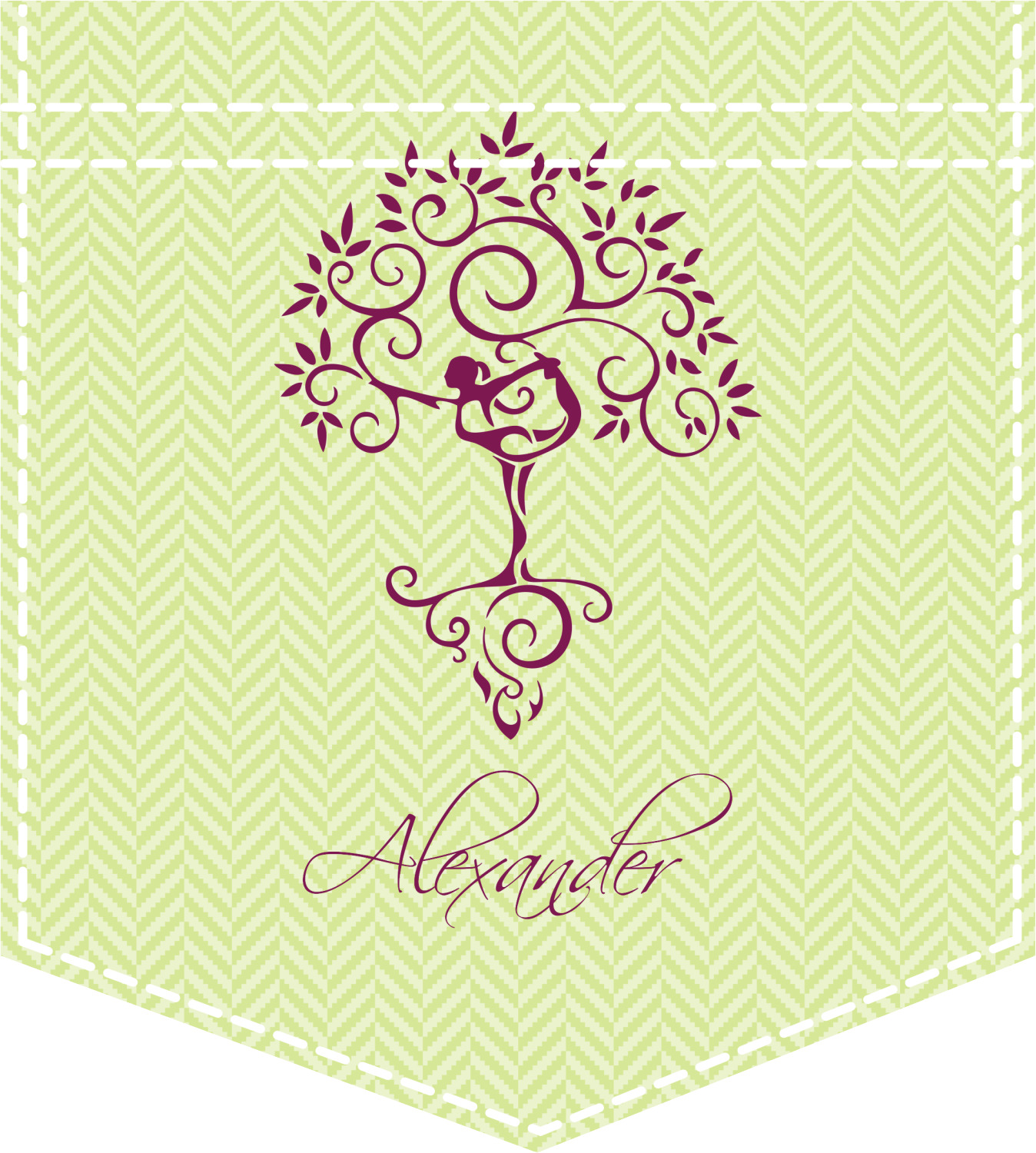 Yoga Tree Design Custom Iron On Faux Pocket