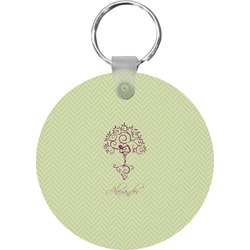 Yoga Tree Round Plastic Keychain (Personalized)