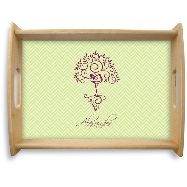 Custom Yoga Tree Natural Wooden Tray - Large (Personalized)