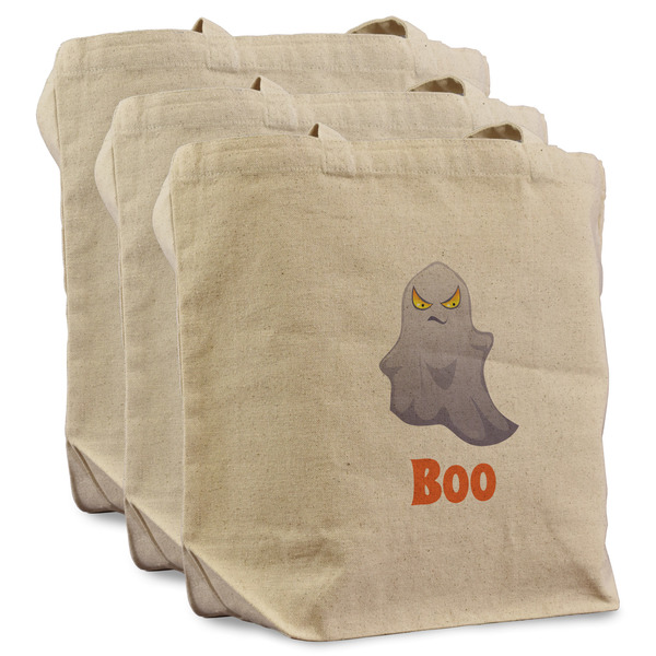 Custom Halloween Night Reusable Cotton Grocery Bags - Set of 3 (Personalized)