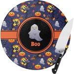 Halloween Night Round Glass Cutting Board - Small (Personalized)