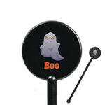 Halloween Night 5.5" Round Plastic Stir Sticks - Black - Double Sided (Personalized)